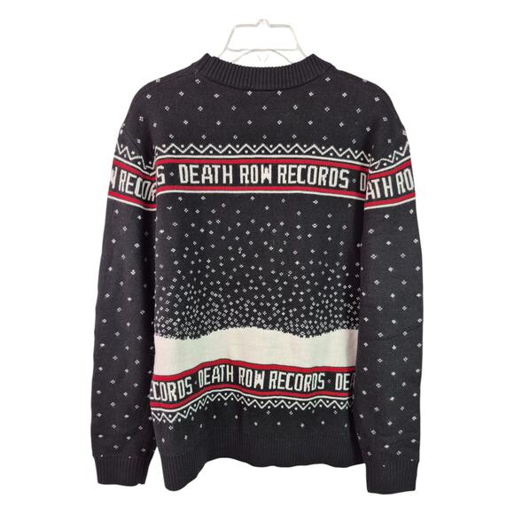 Death Row Records Black White Red Santa in Electric Chair Pull on Sweater L - Picture 3 of 5